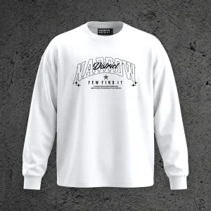 The Campus Crest LS Tee in Static White, front view with the collegiate crest across the chest