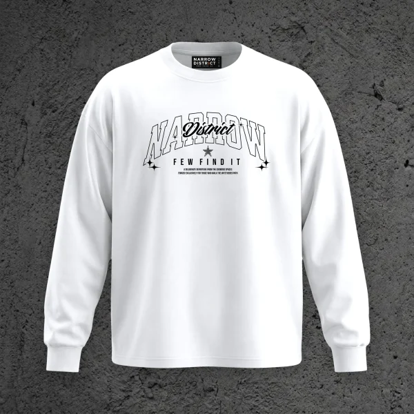 The Campus Crest LS Tee in Static White, front view with the collegiate crest across the chest