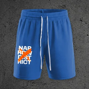 The Crossed Out Mesh Drawstring Short in Cobalt, front view